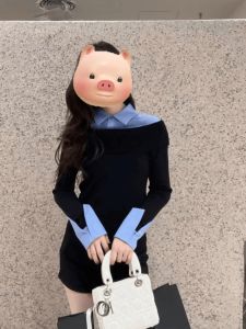 Unique Slimming Long Sleeve Polo Collar Shirt Color Block Early Autumn New Style Versatile Good Looking Casual Womens Shirt