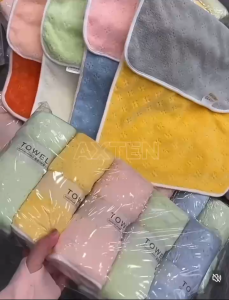 ผ้าขนหนู สีทูโทน ผ้าเช็ดหน้า ผ้าเช็ดผม 35x75cm มีหลายสี