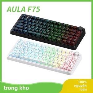 Bàn Phím Cơ Không Dây AULA F75 3 Chế Độ Hot Swap Gasket Tiếng Ồn Thấp Đường Nét Tùy Chỉnh Bàn Phím Chơi Game Bluetooth Có Tuổi Thọ Pin Dài