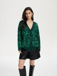 Vero Moda | Áo Cardigan Len Thêu Chữ Cổ V Oversize Mới Thu