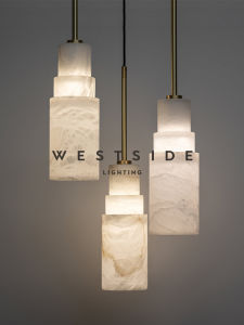 Natural Limestone Restaurant Chandelier Three-Headed Full Copper Dining Table Bar Designer Style Bedroom Bedside Small Lamp