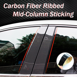 6Pcs Glossy Carbon Fiber PC Material Car Door Window Middle Column Panel Cover Trim Center B C Pillar Post Mirror Effect Sticker For KIA K3 Forte Cerato BD 2019 2020 2021 2022 2023 2024