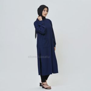 Tunik Lengan Panjang Bahan Knit Premium / Long Tunik Knit Hornet Maxiline Rib Rajut Terbaru Viral / Long Dress Knit / Kaftan Knit