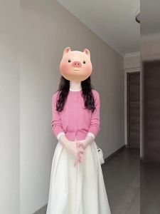 NIUVIES | Bộ Áo Kẻm Len Hàn Quốc Màu Hồng và Chân Váy Dài