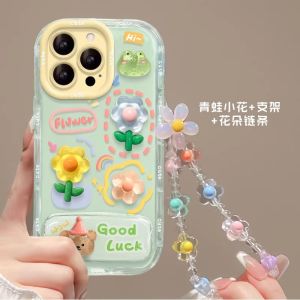 Fashionable Cartoon Frog Flower Doll Phone Case Silicone Protective Cover for Apple iPhone 15 pro Max 14 plus 13 Mini 12 XR XS Max