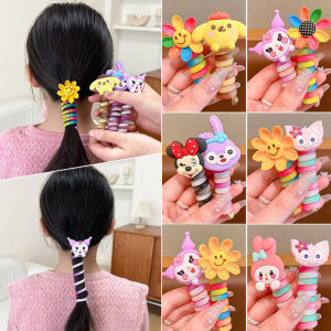 🔥🔥Roman Holiday Children Curly Telephone Scrunchie Ponytail Hair Rope Cartoon Sanrio Hair Rope Girl High Ponytail Rubber Band Braided Telephone Cord Hair Ring