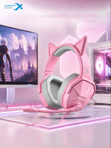XIBOLIYA | Tai Nghe Chơi Game Có Mic Dành Cho Nữ Màu Hồng
