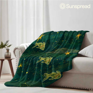 Beast Kingdom | green fish star night Soft Warm Flannel Blanket Lightweight Cozy Christmas Halloween Home Decor Room