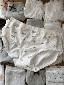 Low Saturation Black White Grey Ballet Style Pure Desire Girl Underwear Breathable Cotton mid Waist Triangle Panties