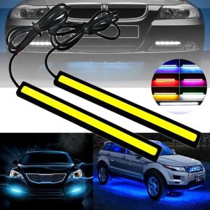 2Pcs 17cm COB Car Daytime Running Light Car DRL LED Strip Light External Light Car Waterproof Blue Pink Red Green Amber DRL Ligh