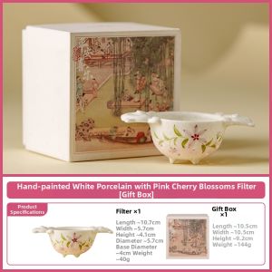 SHUANGYU | Elegant Purple Pink Cherry Blossom Ceramic Tea Filter