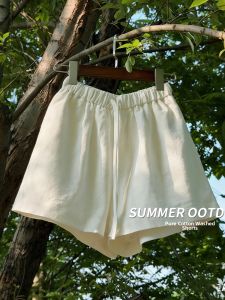 LANMENGYA | Cotton Linen High Waist Casual Loose Shorts