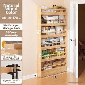 Slim Door Back Storage Rack Multi-layer Wooden Wall-mounted Shelving Unit