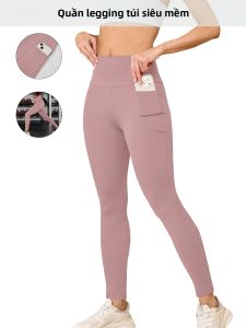 Quần Legging Thể Thao Nữ Cạp Cao Siêu Mềm Có Túi Thích Hợp Cho Yoga Chạy Bộ Tập Luyện Thể Dục Chất Liệu Polyester Và Elastane Dài Đến Mắt Cá Chân