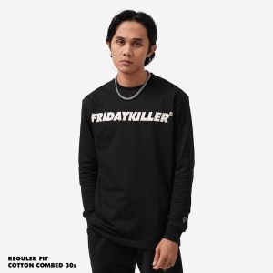 KAOS PRIA KATUN LENGAN PANJANG HITAM FRIDAY KILLER | CORE BLACK LS