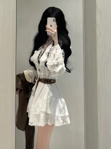 ZHENMANZI | Tour Travel Wears White Long Sleeve Dress
