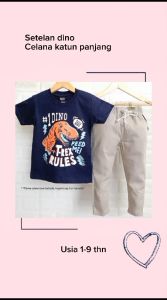 SETELAN ANAK LAKI LAKI CELANA PANJANG KATUN DINO 1 TAHUN - 10 TAHUN  BAJU ANAK COWOK DINO KATUN PANJANG