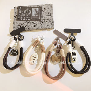 Cute Black Milk White Fish Phone Case Charm Short Nylon Weaving Durable Carabiner Universal Backpack Car Keychain Accessory
