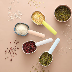 Digeo Rice Scoop with Clip and Seal Kitchen Shovel for Flour and Grains 4 Colors Available