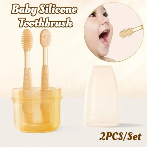 Baby Silicone Toothbrush Set  Baby Oral Cleaner for Infant Soft Brush Tongue Cleaner with Watercup