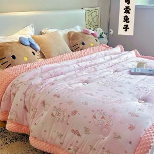 A·MikiHouse Knitted Comforter for Children Protein Fiber Bean Velvet Blanket for Nap Time in Kindergarten Washable Bedding