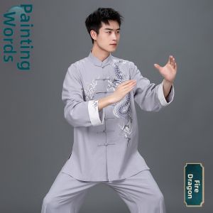 Outdoor Leisure Sport Competition Performance Chinese Dragon Embroidery Martial Arts Outfit
