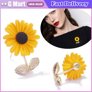 2023 New Trend Plants Sunflower Flowers Elegant Lady High-end Suit Accessories Brooch Enamel Sunflower Rhinestone Brooch Inlaid With Gemstone Plant Flower Fashionable Alloy Jewelry