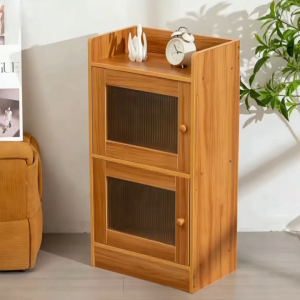 1PC Doble Pintong Bamboo Nightstand Malaking Storage Cabinet at Madaling Linisin na Bedside Table