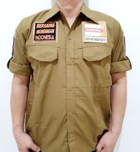 Logo HANURA Kemeja PDL Tactical  S - 5XL BONUS FREE 5 Emblem Patch Prepet Perekat Velkro Army