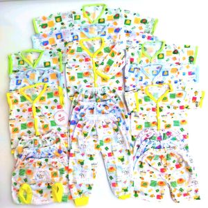 Husna Baby - Paket Lahiran 18 Pcs Baju dan Celana Bayi Baru Lahir Putih motif