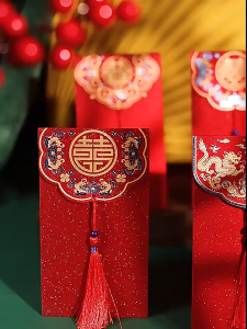 🔥 1pc Premium Wedding Angpao Angpow Red Packet-MS-03 结婚烫金流苏高级金葱纸红包封