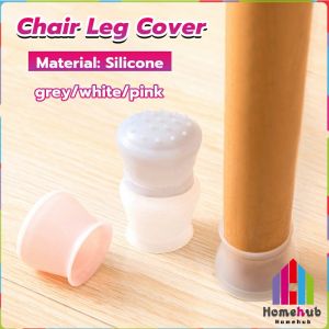 Homehub 4Pcs Silicone Chair Leg Cover Table Foot Pad Furniture Leg Protector Anti Slip Silent White Pink Gray
