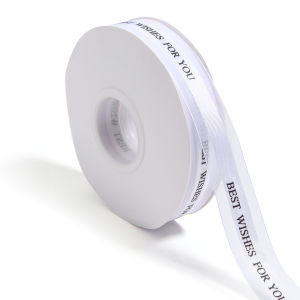 45 หลา/ม้วนโพลีเอสเตอร์ริบบิ้นตัวอักษร "BEST WISHES FOR YOU" พิมพ์ริบบิ้นสําหรับดอกไม้งานแต่งงานเค้กบรรจุภัณฑ์ของขวัญตกแต่งโบว์