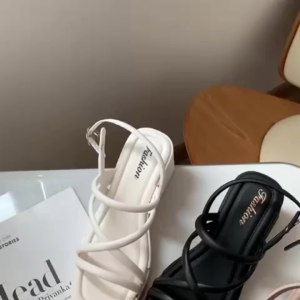 New Womens Korean Style Open-Toe Sandals 7CM High-Heeled Sandals Rubber Non-Slip Breathable Comfortable for Outdoor Wear Waterproof Trendy Sandals