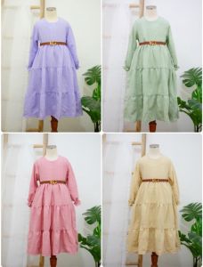 VEW DRESS TUNIK ANAK GAMIS IMPORT FREE BELT