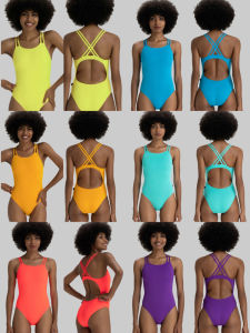 TAUPOC Professional Speed Suit One-Piece Swimsuit with Double Straps for Girls Competition Training Swimming Costume