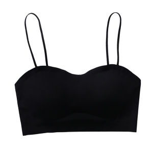 Miiow | Womens Ice Silk Strapless Bra Gathered Backless Strapless Wireless Comfortable Breathable Sweet Style Full Cup Nylon Fabric