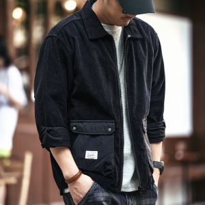 American Retro Functional Patchwork Corduroy Casual Jacket Loose Trendy Workwear Jacket Men Autumn Season Outerwear