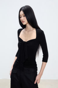 withmin | Áo Thun Dáng Slim V-Neck Đen