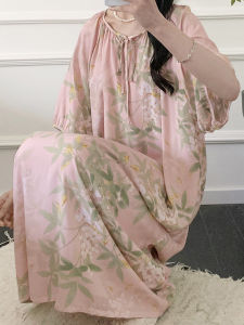 Elegant Mid-Sleeved Night Skirt & Chinese Style Noil Poplin Dress