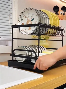 Simwind ที่คว่ำจานสแตนเลส ชั้นวางจาน ตู้เก็บจานชาม ชั้นวางถ้วยจาน ที่คว่ำถ้วยจาน ชั้นวางจานชาม ชั้นวางจานในครัว ชั้นวางจานสเตนเลส ที่เก็บจานชาม