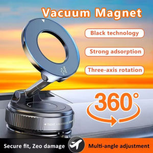 Magnetic Suction Cup Phone Mount for Magsafe Magnetic 360° Adjustable Car Phone Holder Pocket Size Foldable Car Mount Metal Suct