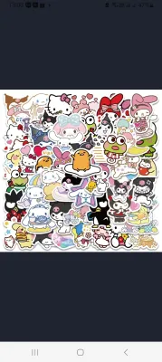 Set combo 10/30/50 miếng dán sticker sanrio kuromi cinnamon gấu dâu tây lotso mèo kitty dán nón mũ bảo hiểm laptop vali sổ tay