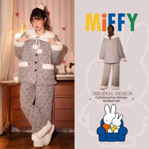 GONGDIE | Warm Sleeping Wear for Women 3-layer Padding and Coral Velvet