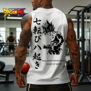 Bandai | Hot-blooded Fitness Party Must Enter Dragon Ball Inspirational Words Printed Sports Vest Summer Breathable Top for Men and Women
