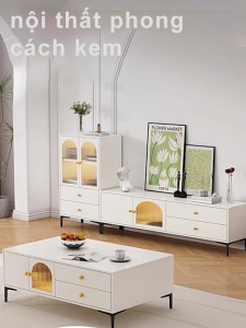 NES 1.8m Tủ tivi phòng khách Kệ tivi hiện đại đơn giản đặt sàn kết hợp bàn trà và tủ tivi cho căn hộ nhỏ
