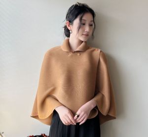 Miyake เสื้อผ้าคลุมไหล่สวยสง่างามขี้เกียจสไตล์เกาหลีจีบไฮเอนด์ #2225