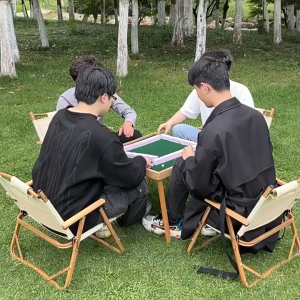 Outdoor portable mahjong table folding camping heightened mahjong set portable wood travel dormitory sparrow brand small
