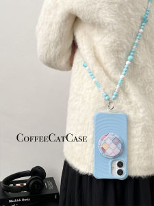 Ốp Lưng Điện Thoại Di Động Bằng Nhựa TPU Hấp Thụ Từ Tính Màu Xanh Lam Phong Cách Hàn Quốc Sáng Tạo Có Dây Đeo Vai Cho Apple 15 pro Max 16 pro Max