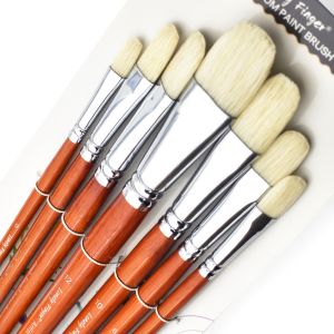 7/14pcs Premium Anti-Shedding ธรรมชาติ Hog Bristle Paint ชุดแปรงยาวจับไม้ Filbert เคล็ดลับสําหรับอะคริลิคและภาพวาดสีน้ํามัน